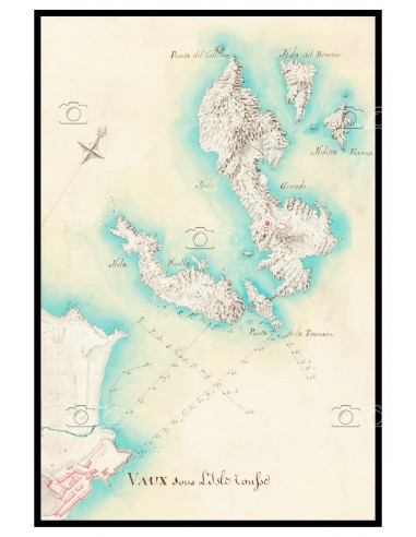 L'ILE ROUSSE vers 1700 - POSTER  d1 CARTE ANCIENNE d'Europe débarque