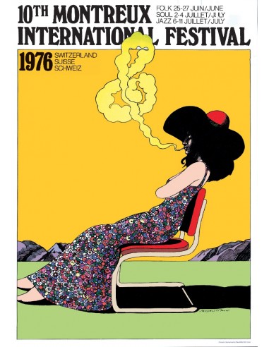 FESTIVAL de JAZZ MONTREUX 1976 Milton GLASER - RARE AFFICHE OFFICIELLE ORIGINALE 70x100cm est présent 