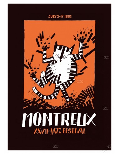 FESTIVAL de JAZZ MONTREUX 1993 Tomi UNGERER - BELLE AFFICHE OFFICIELLE ORIGINALE 70x100cm s'inspire de l'anatomie humaine