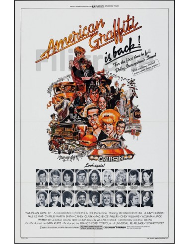 FILM AMERICAN GRAFFITI Rsgs-POSTER/REPRODUCTION d1 AFFICHE VINTAGE en linge